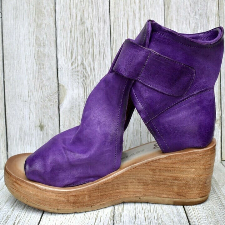 Women's Boho Wedge Sandals with Buckle in Purple - View 7 | Bellmere