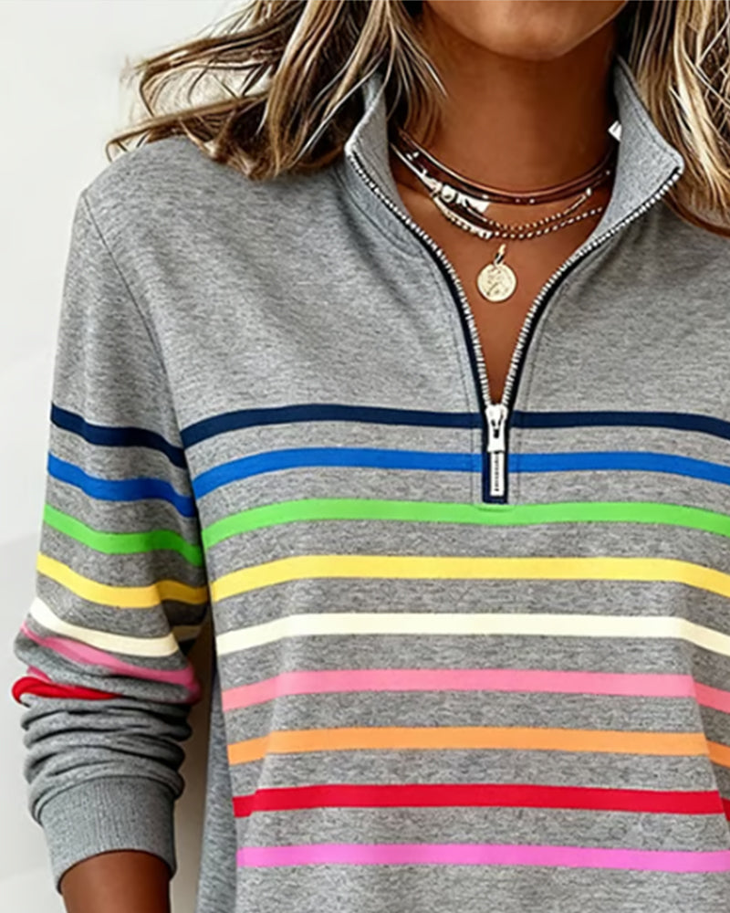Women's multicoloured striped quarter-zip sweatshirt
