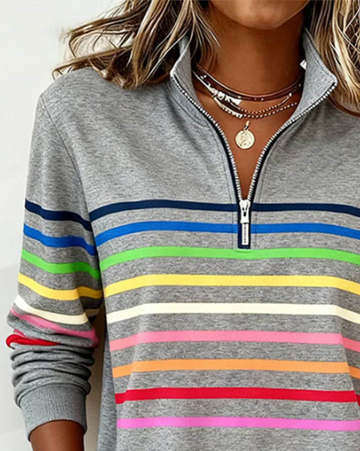 Women's multicoloured striped quarter-zip sweatshirt