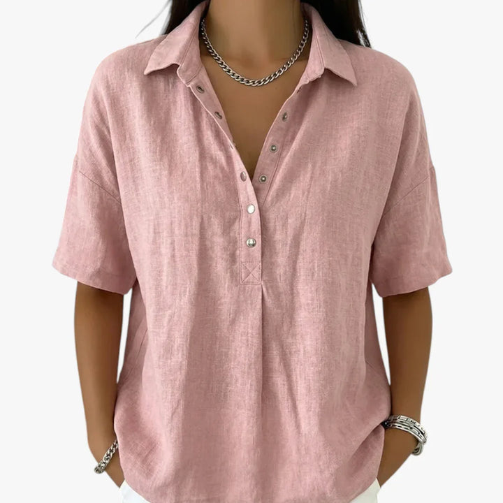 Women's Oversize Shirt, Collar, Short Sleeve