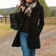 Classic Button-Front Coat in Pink - View 10 | Bellmere
