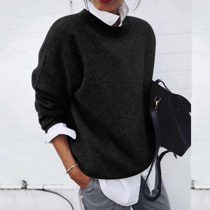 Women's knit cardigan with asymmetric button front and long sleeves