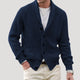 Men's ribbed knit cardigan with shawl collar, button front and front pockets