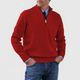 Men's long-sleeve half-zip mock neck sweater with ribbed trims