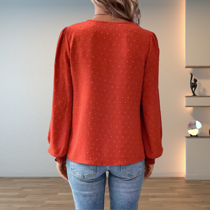 Lightweight Women's Blouse Sweater in Red - View 2 | Bellmere