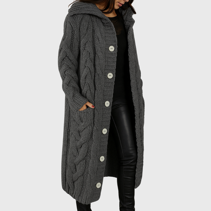Women's Elegant Cosy Coat in Blue - View 5 | Bellmere