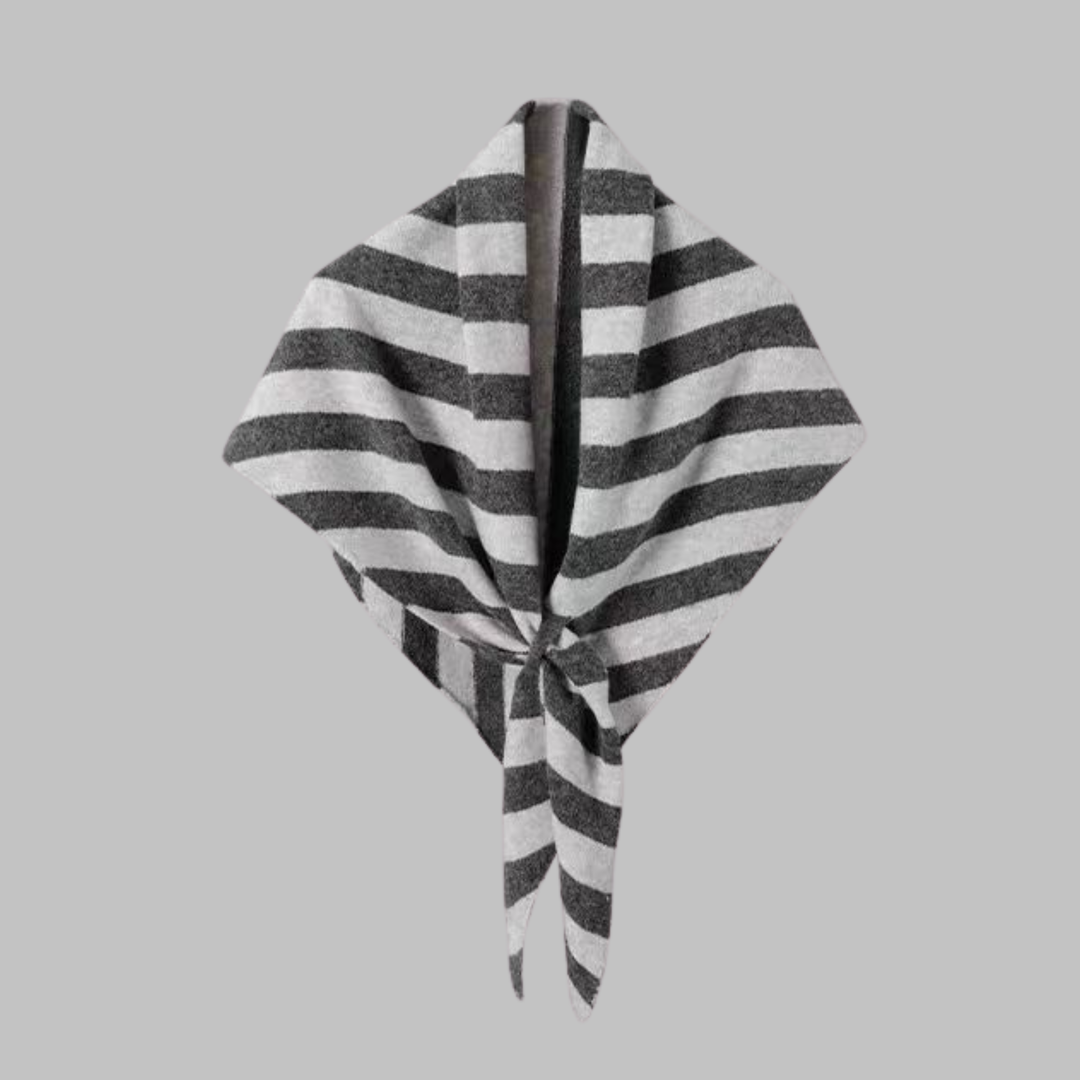 Women's Soft Triangle Shawl in Red Striped - View 5 | Bellmere