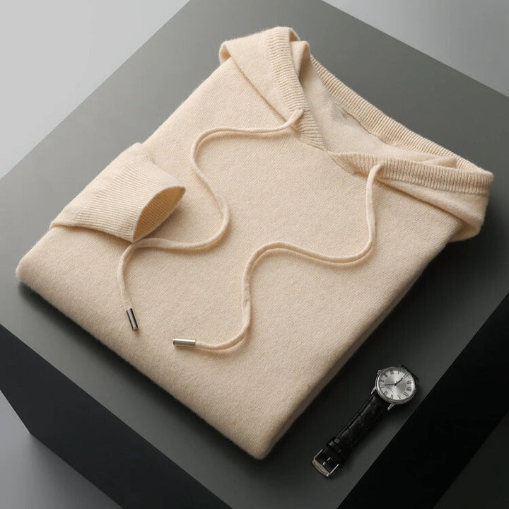 Unisex plain hooded pullover with drawstrings and ribbed cuffs