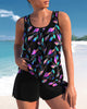 Women's Full Coverage Tankini with Matching Shorts in Black | Bellmere