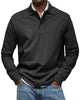 Men's long sleeve polo sweater with collared button placket and ribbed cuffs