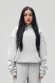 Women's gray oversized pullover hoodie with kangaroo pocket