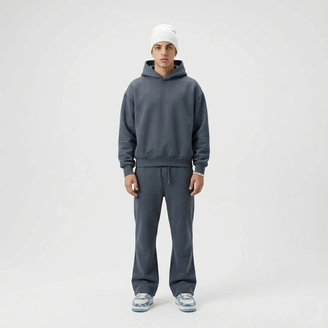 Matching hoodie and jogger set in a plain casual design
