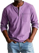 Men's long-sleeve Henley shirt with button placket and chest pocket