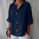 Oversized Button-Front Blouse for Women, Roll-Up Sleeves