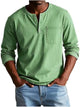 Men's long-sleeve Henley shirt with button placket and chest pocket