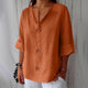Oversized Button-Front Blouse for Women, Roll-Up Sleeves
