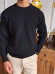 Men's ribbed crew neck sweater with long sleeves and ribbed hem