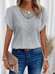 Women's Round Neck Lace Top in Beige - View 6 | Bellmere