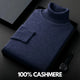 Folded plain knit turtleneck sweater with ribbed collar and cuffs