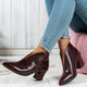 Women's Textured Ankle Boots with Block Heel in Black - View 3 | Bellmere