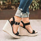 Milena | Women's Wedge Sandals - Open Toe - Ankle Strap with Buckle - Espadrille Heel
