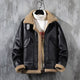 Men's aviator jacket with contrasting shearling-style trim and zip front