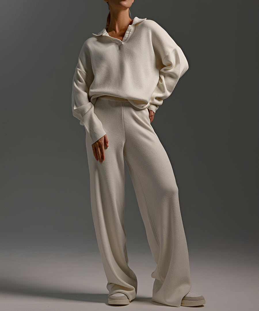 Women's coordinated knit sweater and trousers set