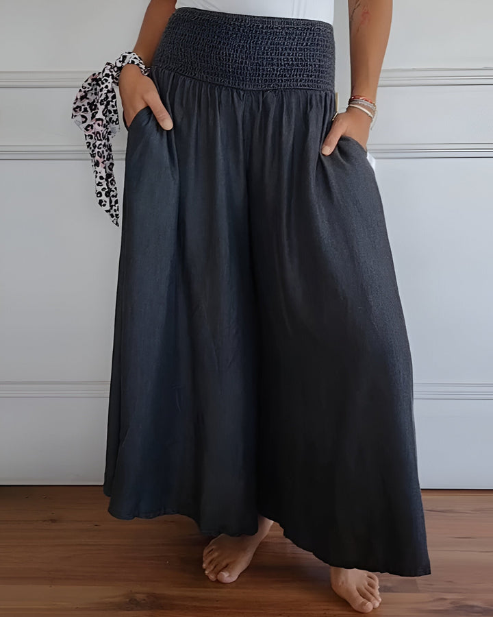 Women's Elastic Waist Pants in Blue (Almost Out Of Stock) - View 5 | Bellmere