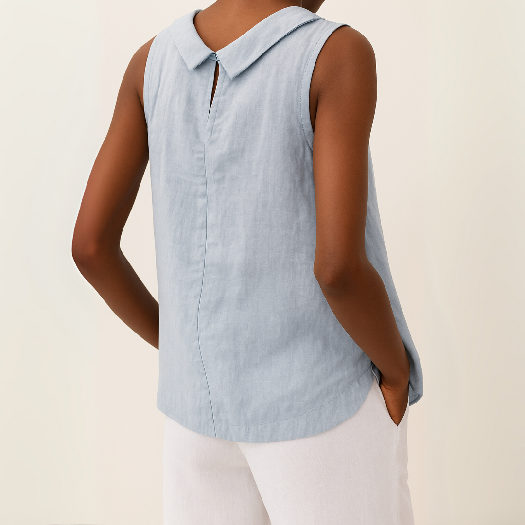 Sleeveless Roll Collar Top in Grey - View 4 | Bellmere