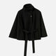Women's short belted cape coat with stand collar and wide sleeves