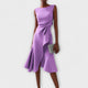 Women's Asymmetric Draped Midi Dress in Red - View 5 | Bellmere