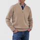Men's long-sleeve half-zip mock neck sweater with ribbed trims