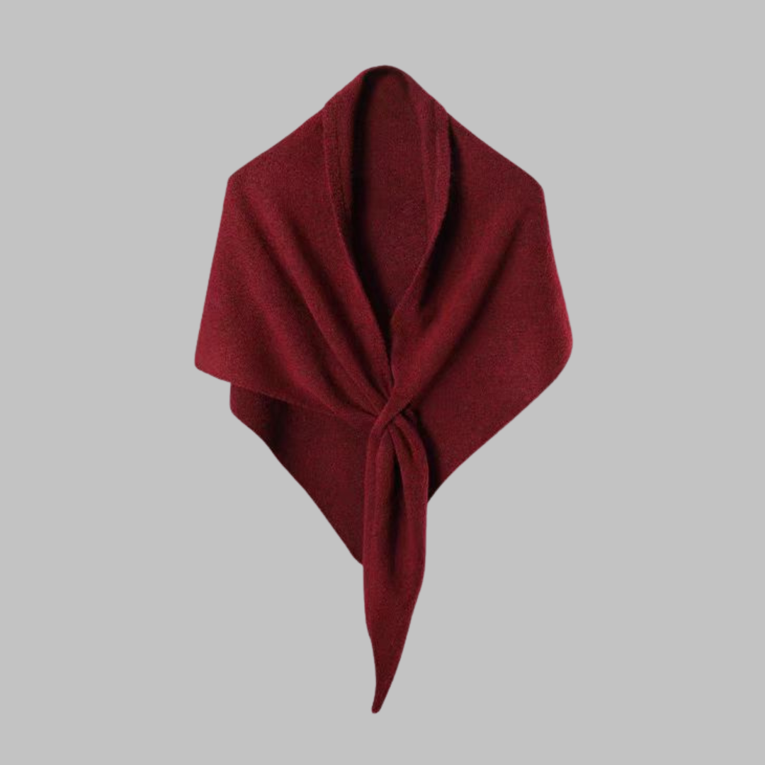 Women's Soft Triangle Shawl in Red Striped - View 6 | Bellmere
