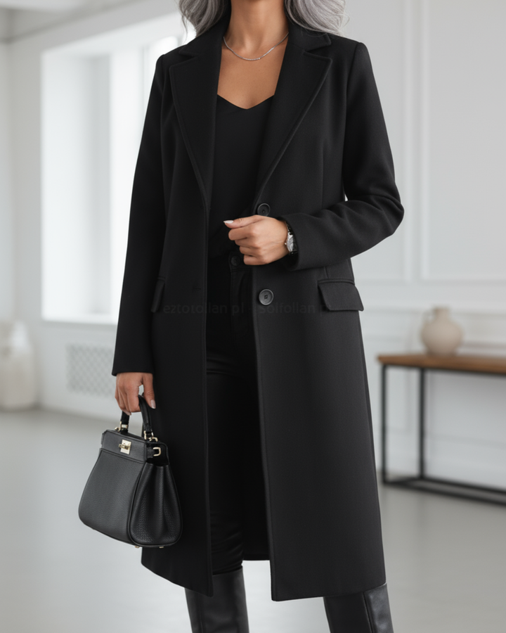 Women's Long Wool Coat in Gray - View 4 | Bellmere