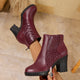 Women's ankle boots with textured panels and block heels