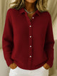 Women's ribbed knit cardigan with collar and button front