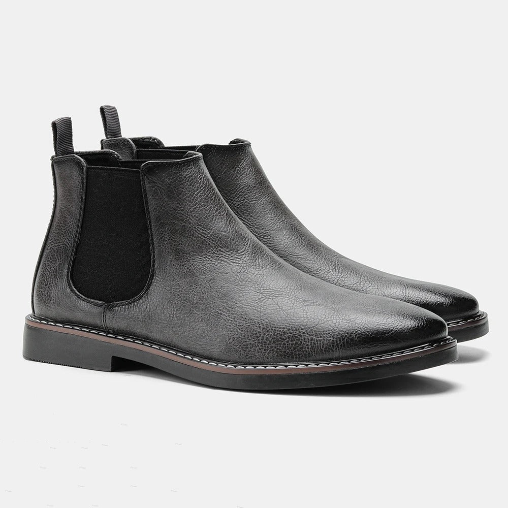 Men's Chelsea ankle boots with elastic side panels and pull tabs