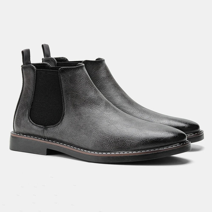 Men's Chelsea ankle boots with elastic side panels and pull tabs