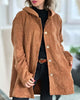 Women's corduroy hooded jacket with buttons and side pockets