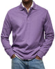 Men's long sleeve polo sweater with collared button placket and ribbed cuffs