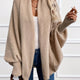 Women's draped open-front cardigan with shawl collar and ribbed cuffs