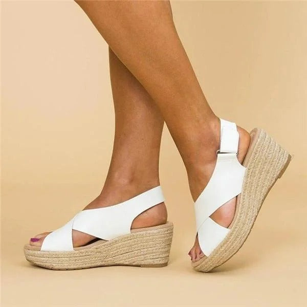 Karlie | Women's Cross Strap Espadrille Wedge Sandals Open Toe