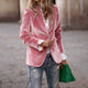 Women's tailored blazer with notched lapels, long sleeves and single-button front