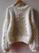 White women's jumper with beaded tree motif and textured sleeves