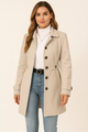 Women's belted trench coat with button front
