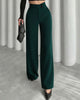 Women's high-waisted wide-leg suit pants with a button waist