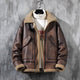 Men's aviator jacket with contrasting shearling-style trim and zip front