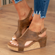 Women's Suede Wedge Sandals in Beige - View 11 | Bellmere