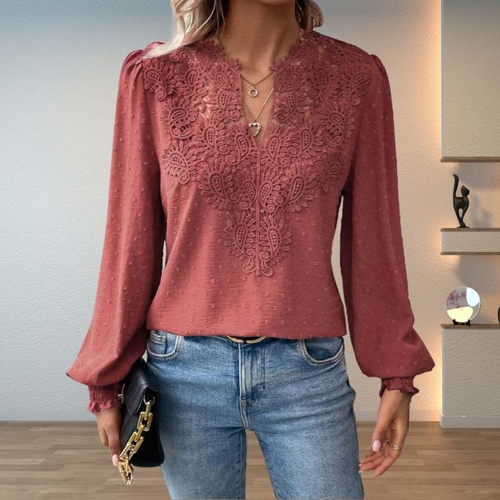 Lightweight Women's Blouse Sweater in Red - View 4 | Bellmere