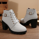 Women's Lace-Up Chunky Ankle Boots in Black - View 5 | Bellmere